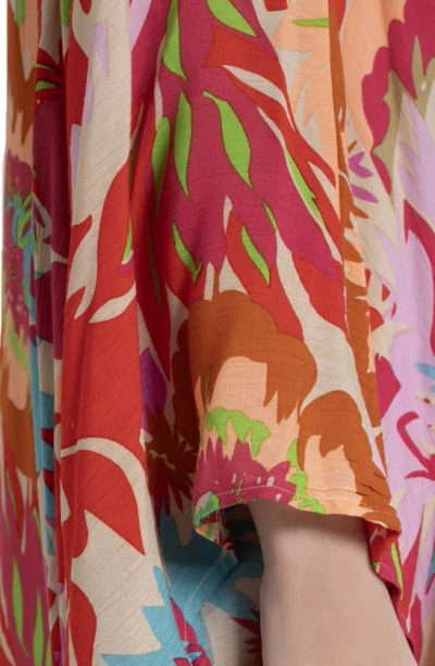 Saachi Floral Cocoon Duster In Pink Multi