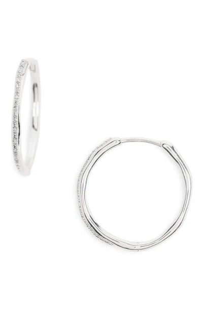 Monica Vinader Riva Wave Diamond Hoop Earrings In Sterling Silver