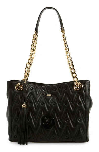 Shop Valentino By Mario Valentino Luisa Diamond Stud Quilt Leather Tote Bag In Black