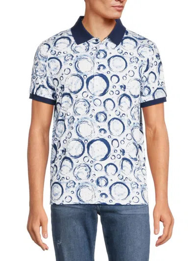 Shop 1...like No Other Men's Geometric Print Polo In Navy