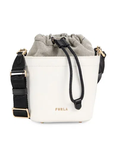 Shop Furla Women's Leather Bucket Bag In White