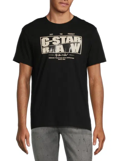 Shop G-star Raw Men's Oblique Logo Tee In Black