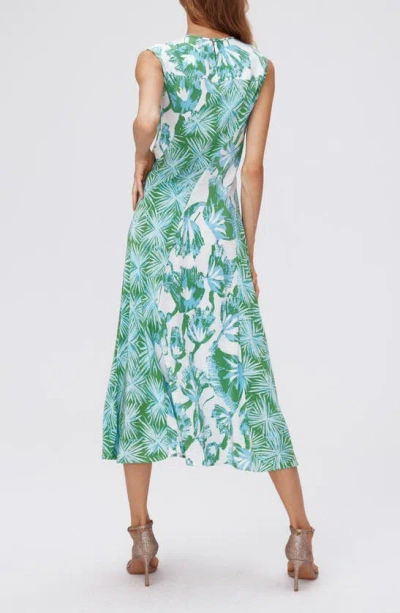 Shop Dvf Sunniva Mixed Print Midi Dress In Sea Trees Lg/ Sea Holley Green