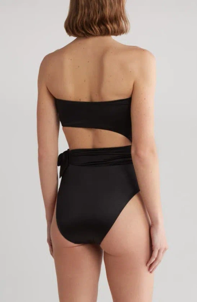 Shop Good American Side Tie Cuout One-piece Swimsuit In Black001