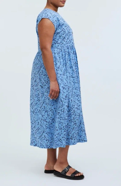 Shop Madewell Floral Button Front Midi Dress In Powder Blue