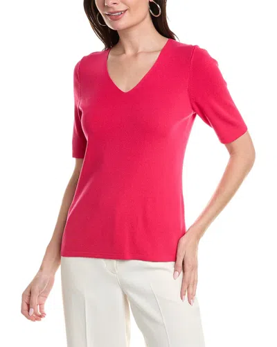 Shop Anne Klein Half Sleeve V-neck Top In Pink