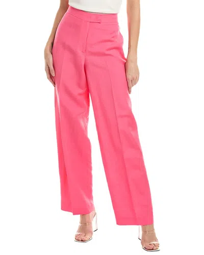 Shop Anne Klein High-rise Fly Front Wide Leg Linen-blend Pant In Pink