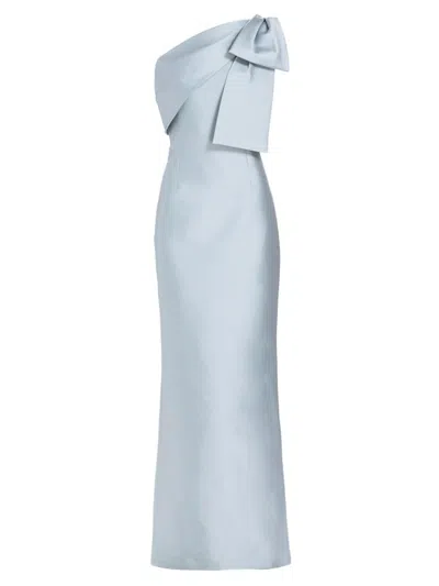 Shop Sachin & Babi Women's Bonnie Satin Bow One-shoulder Column Gown In Ash Blue