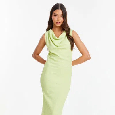 Shop Quiz Cowl Neck Midi Dress In Green