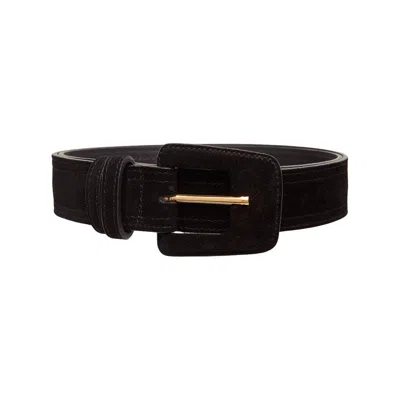 Shop Beltbe Suede Rectangle Buckle Belt In Black