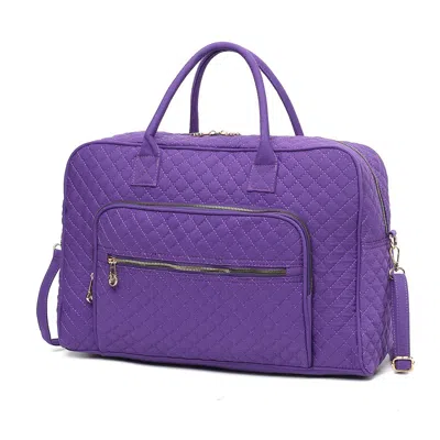 Shop Mkf Collection By Mia K Jayla Solid Quilted Cotton Women's Duffle Bag By Mia K In Purple