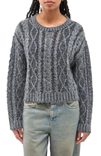Shop Bdg Urban Outfitters Acid Crop Cable Knit Sweater In Charcoal