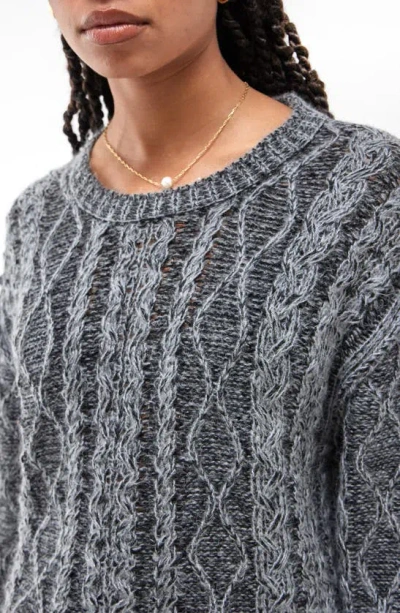 Shop Bdg Urban Outfitters Acid Crop Cable Knit Sweater In Charcoal