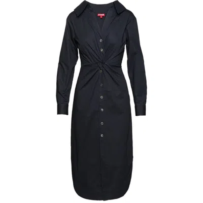 Shop Staud Women Clea Black Cotton Twist Shirt Dress