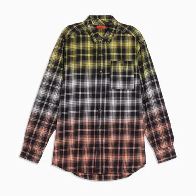 Shop Konus Men's Double Dip Dyed Flannel Shirt In Black