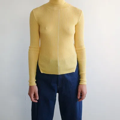 Shop The Knotty Ones Austeja: Honey Yellow Merino Wool Turtleneck Sweater