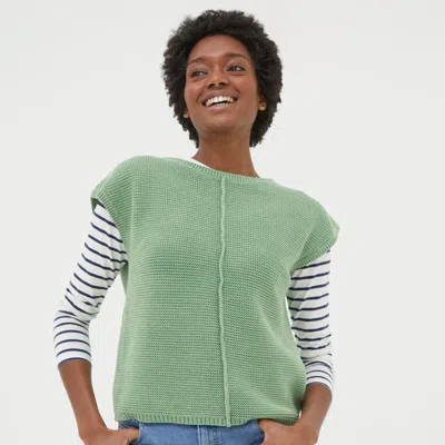 Shop Fatface Eden Knitted Crew T-shirt Sweater In Green