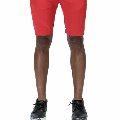 Shop Konus Men's Asymmetrical Zipper Fly Shorts In Burgundy In Red