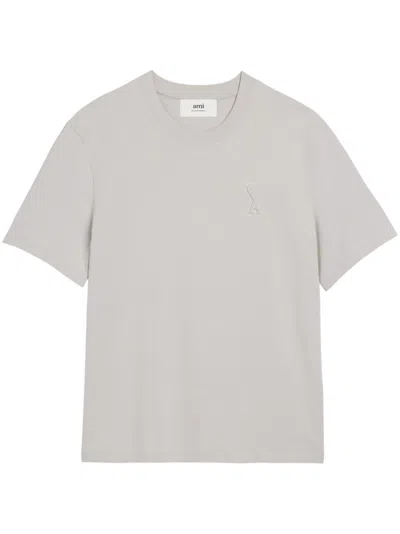 Shop Ami Alexandre Mattiussi White Ami De Coeur Organic Cotton T-shirt In Grey