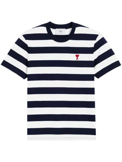Shop Ami Alexandre Mattiussi Black Ami De Coeur Striped T-shirt