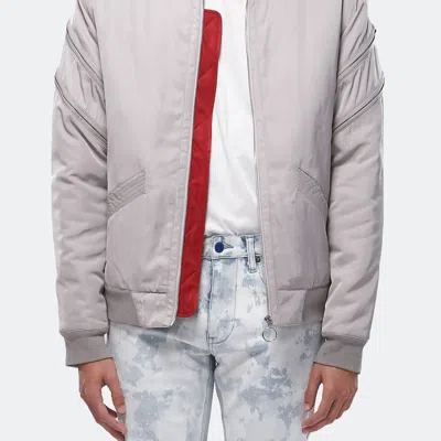 Shop Konus Men's Bomber Jacket With Zipper Details In Grey