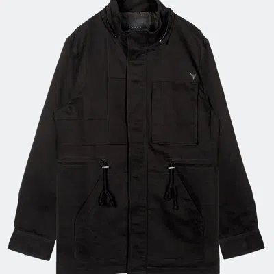 Shop Konus Men's M-65 Jacket With Oversized Hood In Black