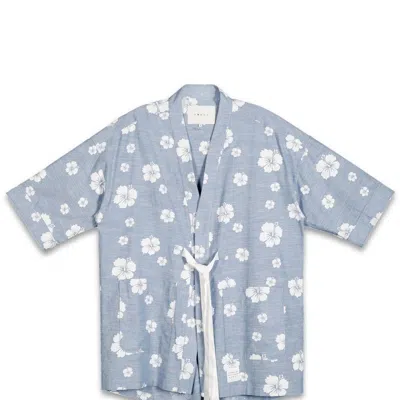 Shop Konus Unisex Floral Kimono Shirt In Blue