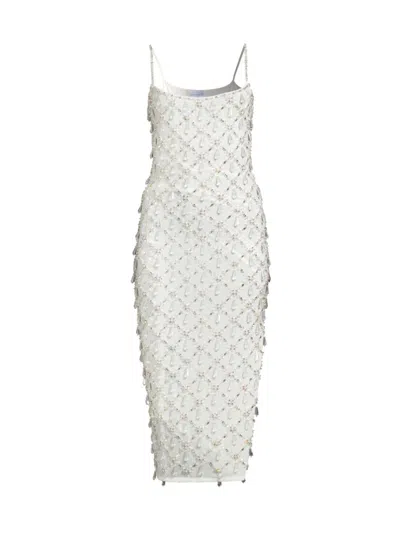 Shop Oceanus Women's Calliope Teardrop Beaded Midi-dress In White