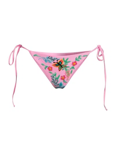 Shop Oceanus Women's Los Angeles Beaded Bikini Bottoms In Pink
