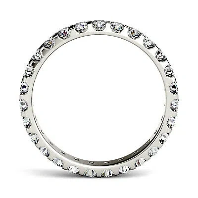 Pre-owned Charles & Colvard Round Lab-created Moissanite Eternity Band In 14k White Gold