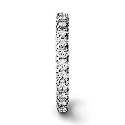 Pre-owned Charles & Colvard Round Lab-created Moissanite Eternity Band In 14k White Gold