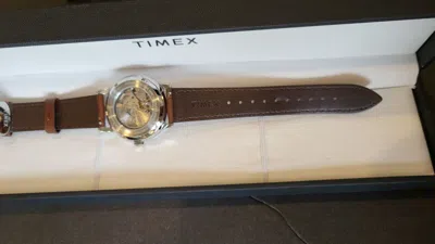 Pre-owned Timex Marlin Automatic 40mm Salmon-colored Dial With Brown Strap Tw2w33800
