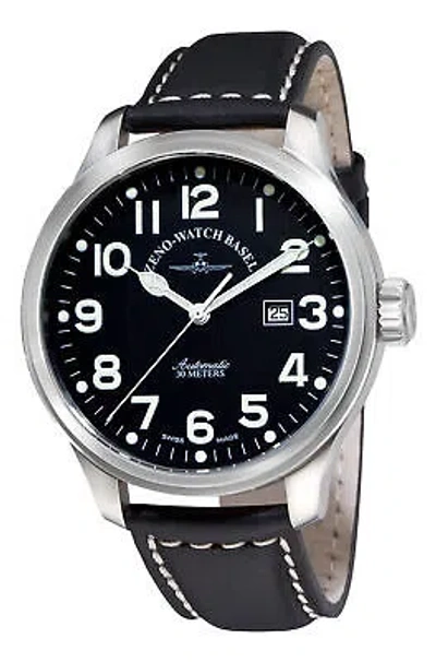 Pre-owned Zeno Men's 'xl Pilot' Black Strap Automatic Watch