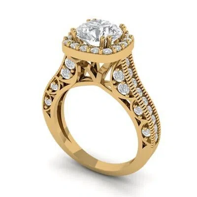 Pre-owned Pucci 1.95ct Round Cut Halo Classic Simulated Engagement Promise Ring 14k Yellow Gold