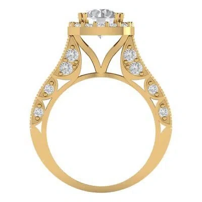 Pre-owned Pucci 1.95ct Round Cut Halo Classic Simulated Engagement Promise Ring 14k Yellow Gold