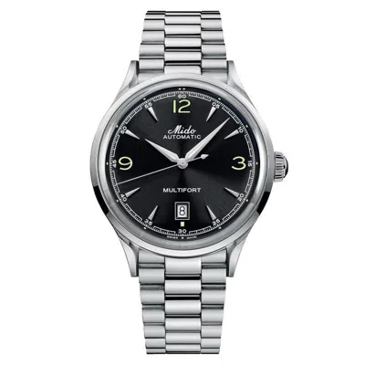 Pre-owned Mido Multifort Powerwind Black Dial Steel Men's Watch M0404071105700