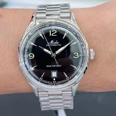 Pre-owned Mido Multifort Powerwind Black Dial Steel Men's Watch M0404071105700