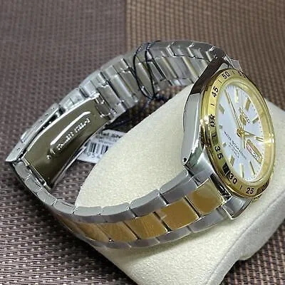 Pre-owned Seiko 5 Snke04k1 Automatic Two Tone Gold Stainless Steel Analog Men's Watch