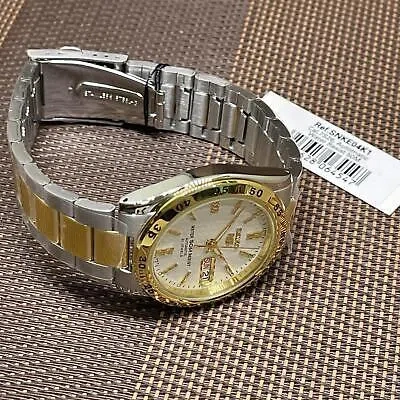 Pre-owned Seiko 5 Snke04k1 Automatic Two Tone Gold Stainless Steel Analog Men's Watch