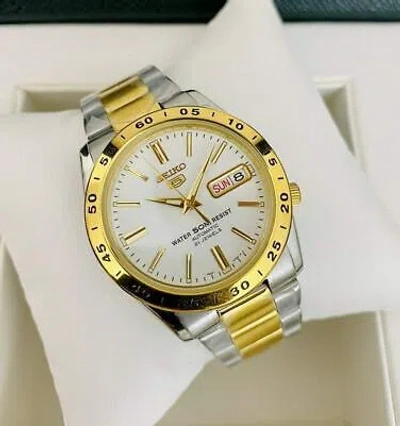 Pre-owned Seiko 5 Snke04k1 Automatic Two Tone Gold Stainless Steel Analog Men's Watch