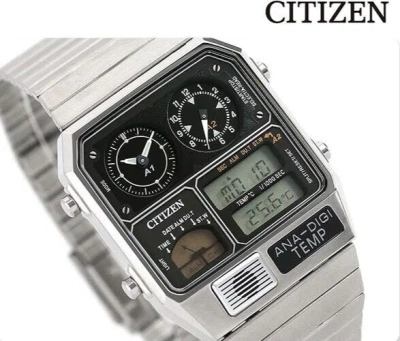Pre-owned Citizen Analog Digital Men Watch Ana-digi Temp Jg2101-78e Silver