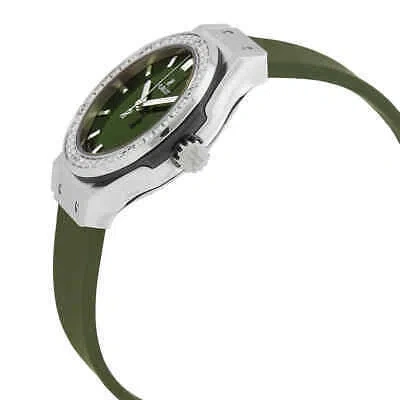 Pre-owned Hublot Classic Fusion Quartz Diamond Green Dial Ladies Watch 581.nx.8970.rx.1104