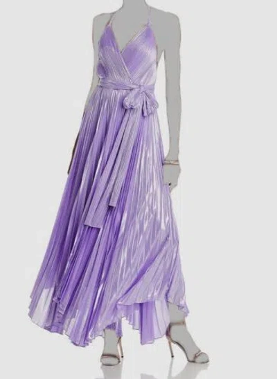 Pre-owned Alice And Olivia $660 Alice + Olivia Women's Purple Metallic Halter Self-tie Arista Dress Size 4