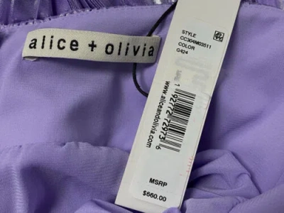Pre-owned Alice And Olivia $660 Alice + Olivia Women's Purple Metallic Halter Self-tie Arista Dress Size 4