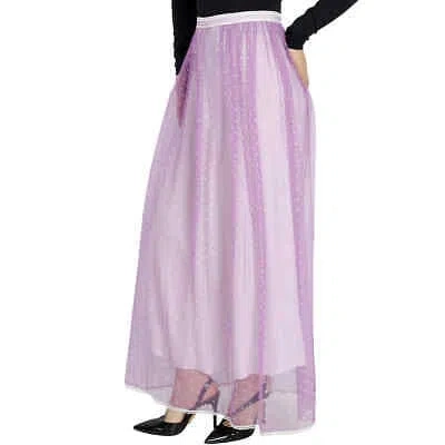 Pre-owned Burberry Floor-length Flocked Cotton Tulle Skirt In Lilac / White