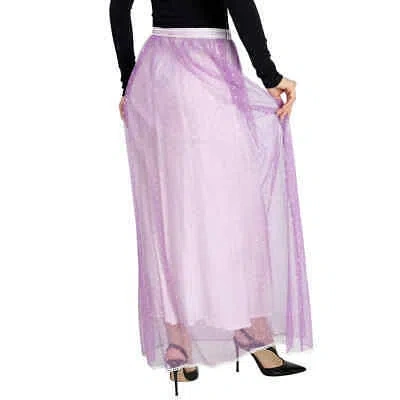 Pre-owned Burberry Floor-length Flocked Cotton Tulle Skirt In Lilac / White