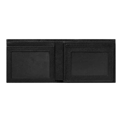 Pre-owned Montblanc Sartorial Leather Wallet Purse Card Holder Case 2 View Pockets For Men In Black