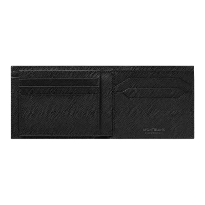 Pre-owned Montblanc Sartorial Leather Wallet Purse Card Holder Case 2 View Pockets For Men In Black