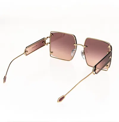 Pre-owned Bvlgari Serpenti Bv6171 Rose Gold Pink Red Scales Metal Oversized Sunglass 6171