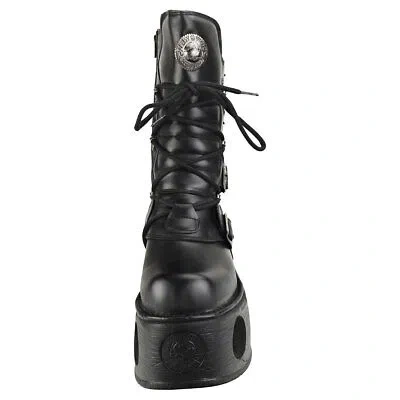 Pre-owned New Rock Rock Space Metallic Neptuno Boots Unisex Black Platform Boots - 8 Us In Gray